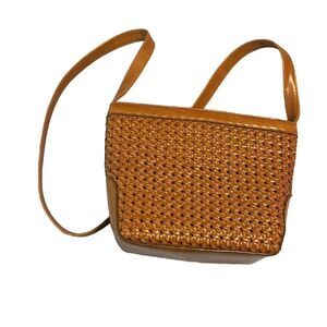 Liz Claiborne woven leather handbag.